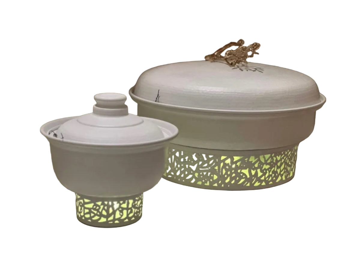 White Olive branch serving dish