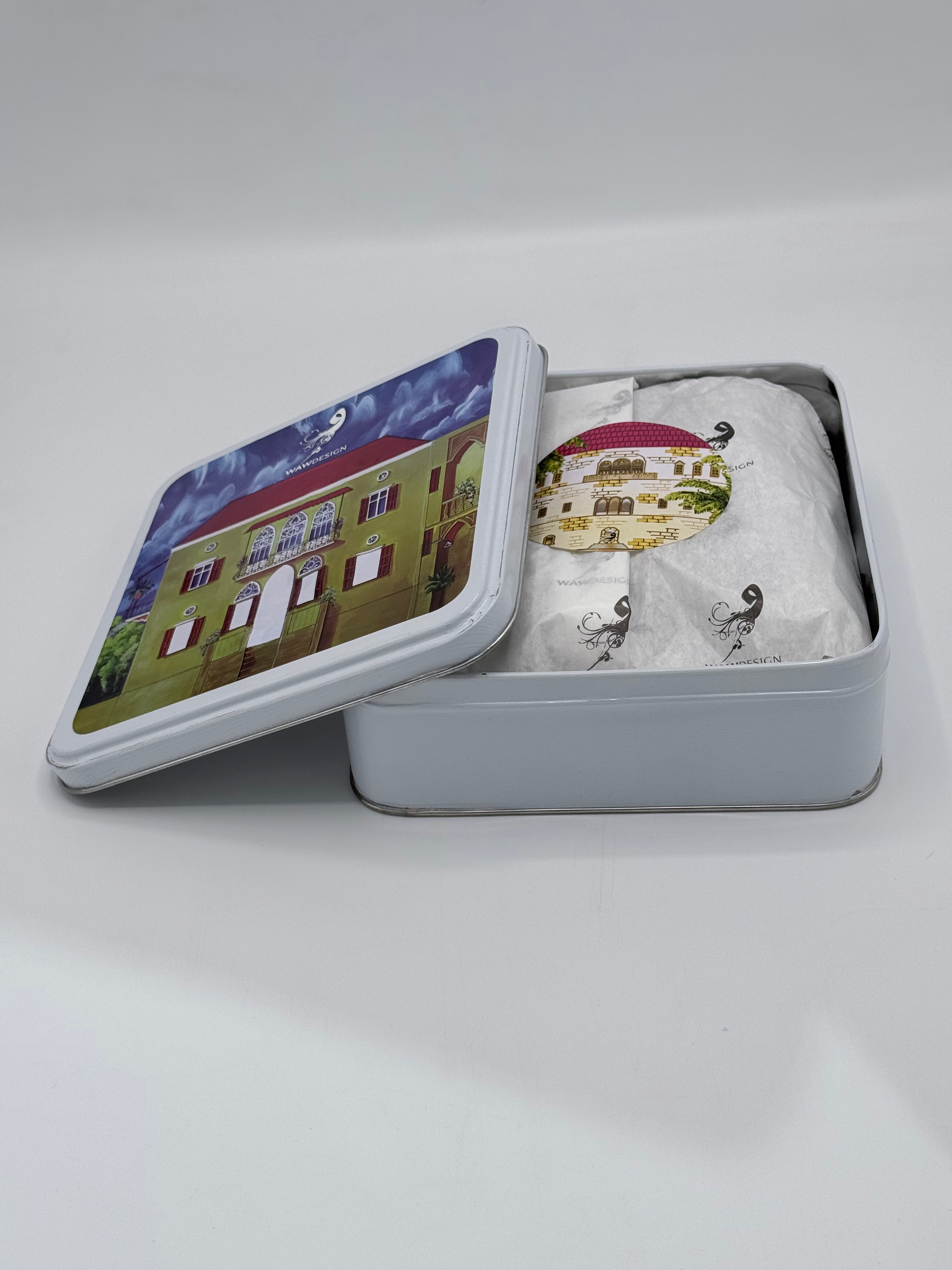 Lebanese houses tin chocolate box